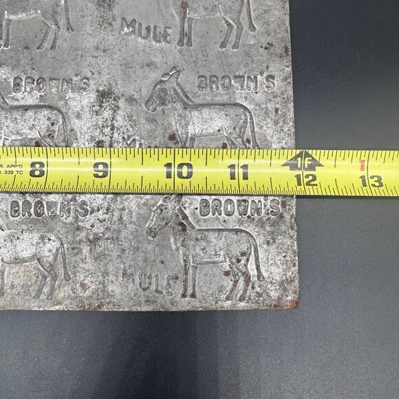 1920s Browns Mule Chewing Tobacco Tin Stamp Press Plate Advertising Rustic Decor - Picture 8 of 8